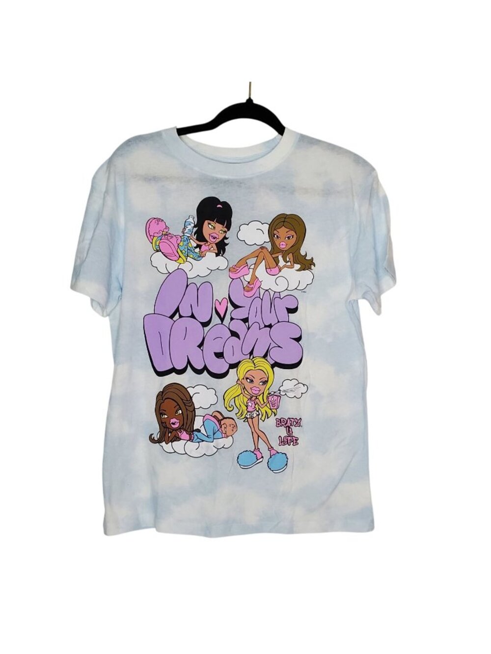 Bratz Girls XL Graphic Tee In Your Dreams Tie-Dye Blue White Short Sleeve